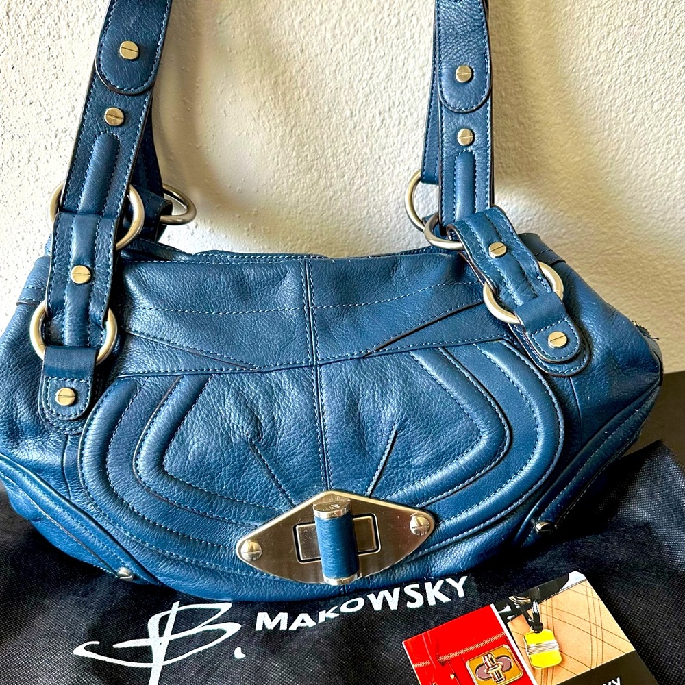 B Makowski Blue Soft Leather Bag New w/o Tags Unused, Orig. Packaging & Dust Bag